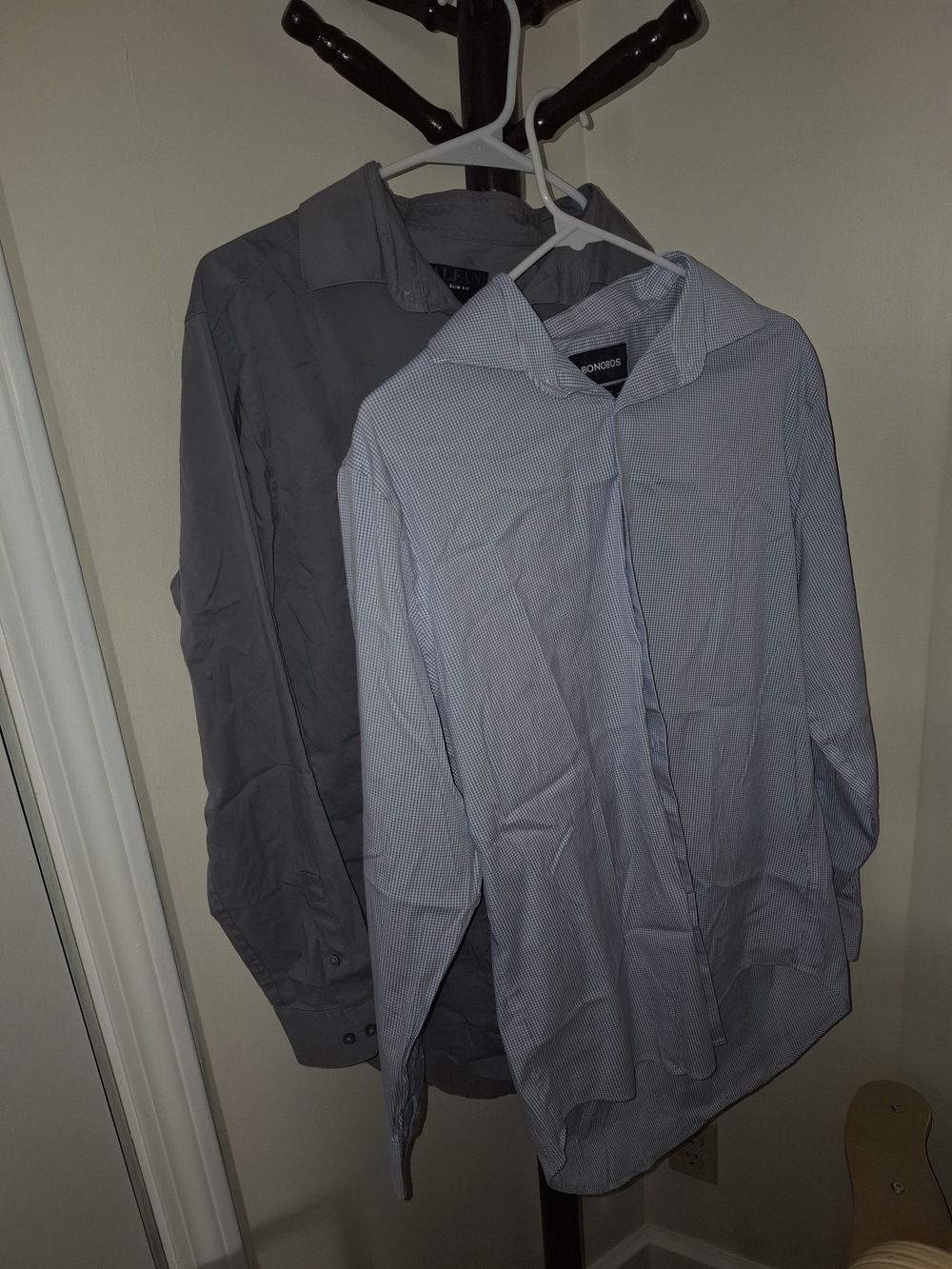 2 Bonobos And Aflani Men's Light Blue Striped Dress Shirt And Grey Dress Shirt